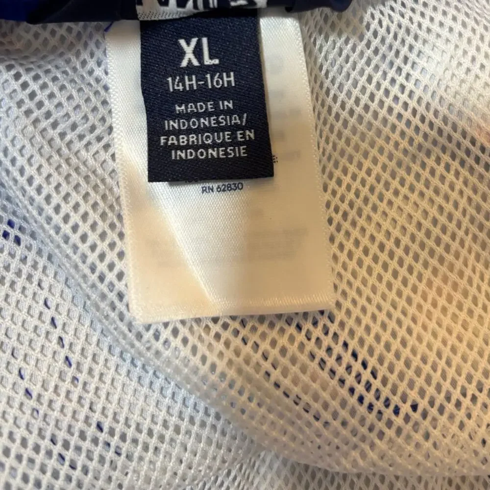 Lands End Swim Trunks Electric Blue Funny Sharks Boys XL
